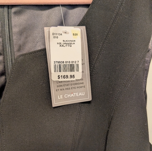 Le Chateau Black Midi Dress with Belt - Picture 2 of 3